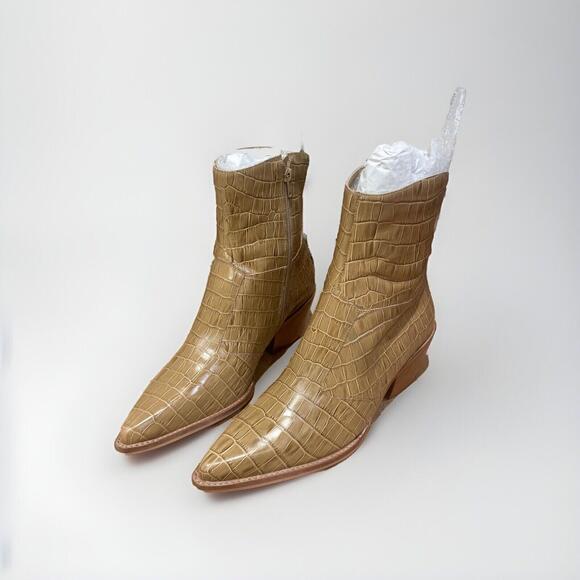 Able Women's Shoes  Leather Croco Embossed Ankle Boots New - Picture 4 of 8